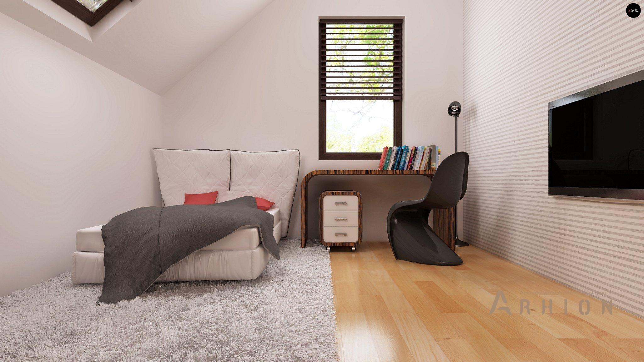 10. Проект одноэтажного дома в европейском стиле с двускатной кровлей, Z79 GP, площадью - 165 кв c мансардой, терассой, гаражом